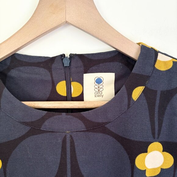 Orla Kiely 100% cotton navy & black dress with yellow flowers sz 2 - Picture 2 of 4